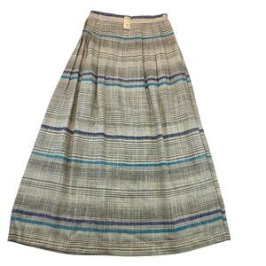 Vintage White Stag Linen Blend Maxi Skirt 8 Grey Country Cabincore Cottagecore